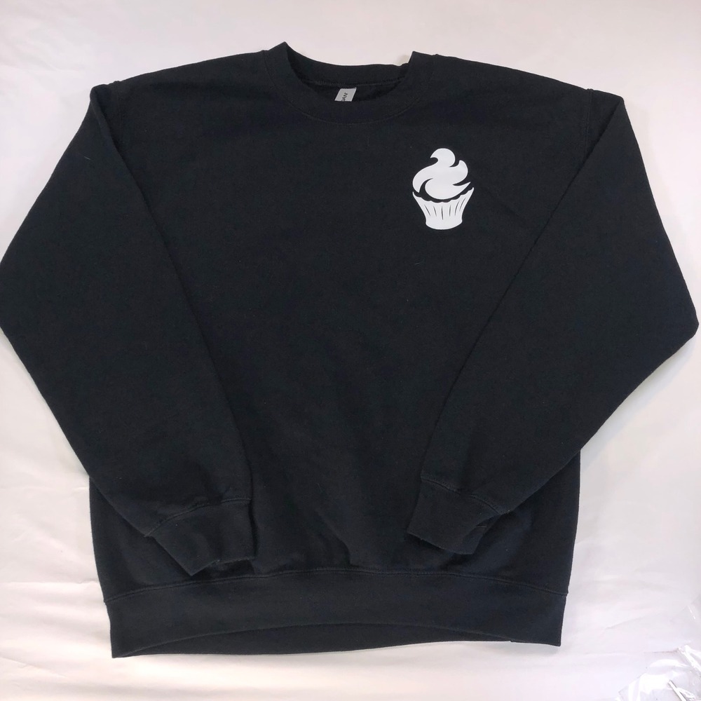 Gildan Heavy Blend Black Cupcake Girls Graphic Crewneck Sweatshirt Mens Medium
